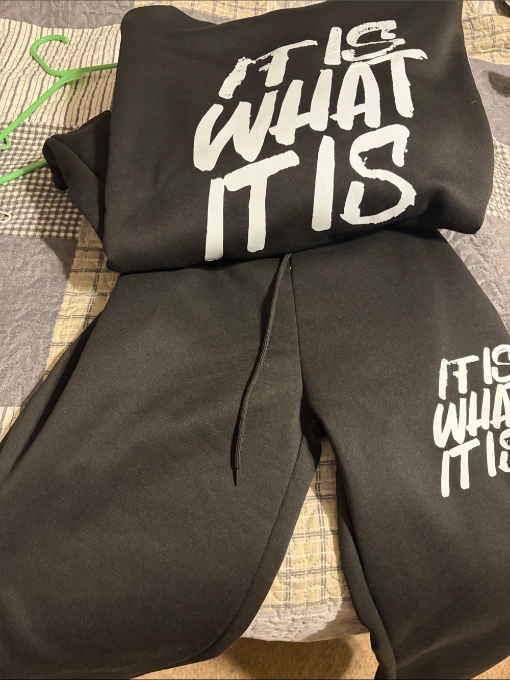 2 piece Black Graphic Hoodie - It Is What It Is and sweat pants - Picture 5 of 5